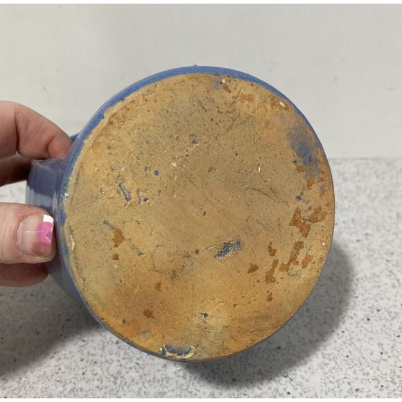 Studio Pottery Candle Holder Wall Sconce Primitive Farmhouse Blue Cottage Decor - Picture 7 of 9